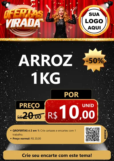Modelo de Cartaz para Cartaz A4 Vertical com o tema Ofertas da Virada para Supermercado