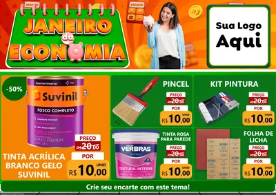 Modelo de Encarte para Encarte A4 Horizontal com o tema Janeiro da Economia para Tintas e Ferramentas