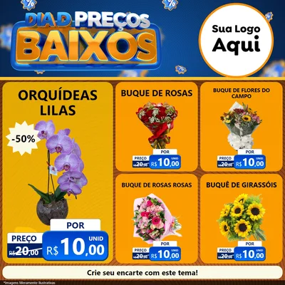 Modelo de Rede Social para Feed Facebook com o tema Dia D Preço Baixo para Floricultura e jardim