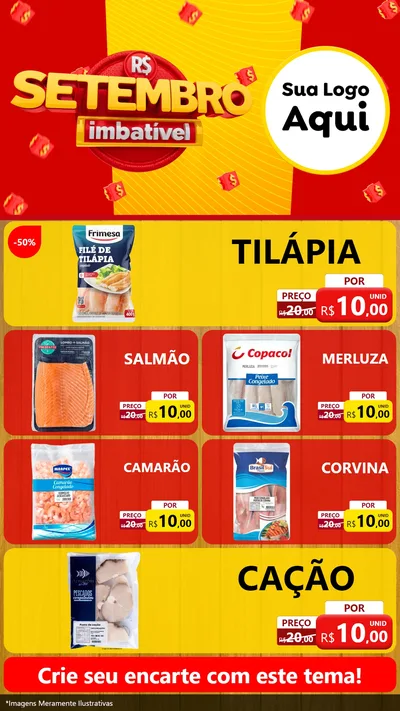 Modelo de TV para TV Vertical com o tema Setembro Imbatível para Peixaria