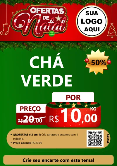 Modelo de Cartaz para Cartaz A4 Vertical com o tema Ofertas de Natal para Produtos Naturais
