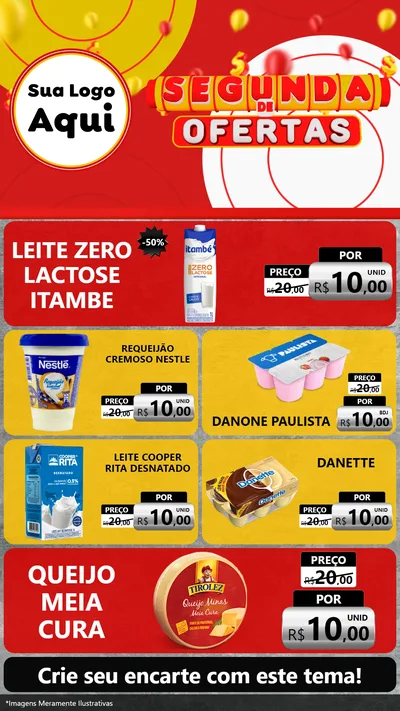 Modelo de TV para TV Vertical com o tema Segunda de Ofertas para Frios e Laticínios