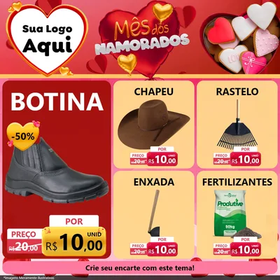 Modelo de Rede Social para Feed Facebook com o tema Mês dos Namorados para Agropecuária