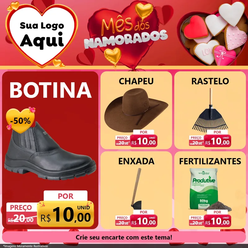 Modelo de Rede Social para Feed Facebook com o tema Mês dos Namorados para Agropecuária