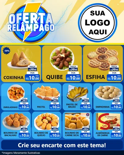 Modelo de Rede Social para Feed Instagram com o tema Oferta Relâmpago para Salgadaria