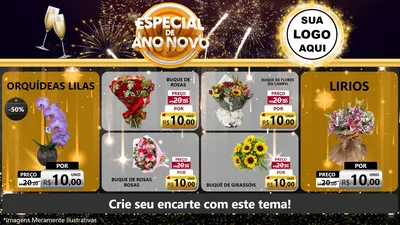 Modelo de TV para TV Horizontal com o tema Especial de Ano Novo para Floricultura e jardim