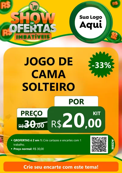 Modelo de Cartaz para Cartaz A4 Vertical com o tema Show de Ofertas Imbatíveis para Cama, Mesa e Banho