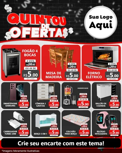 Modelo de Rede Social para Feed Instagram com o tema Quintou de Ofertas para Móveis e Eletro
