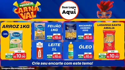 Modelo de TV para TV Horizontal com o tema Especial de Carnaval para Supermercado
