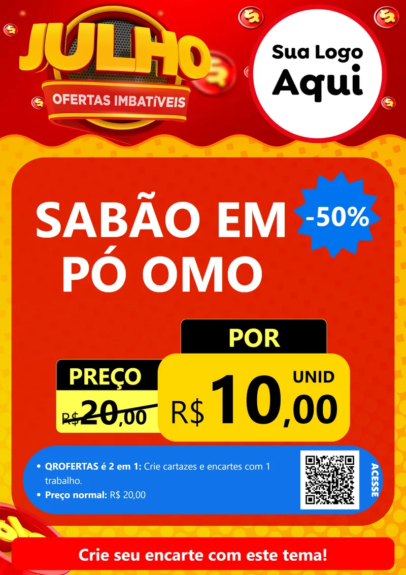 Modelo de Cartaz para Cartaz A4 Vertical com o tema Julho Ofertas Imbatíveis para Produtos de Limpeza