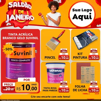 Modelo de Rede Social para Feed Facebook com o tema Saldão de Janeiro para Tintas e Ferramentas