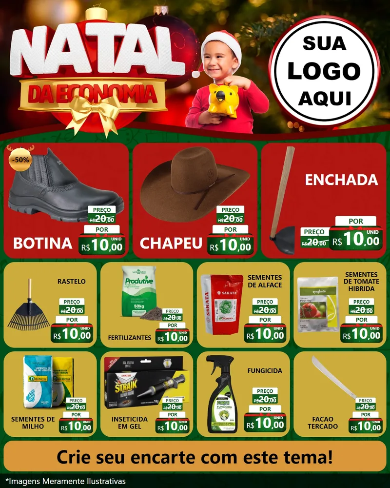 Modelo de Rede Social para Feed Instagram com o tema Natal da Economia para Agropecuária