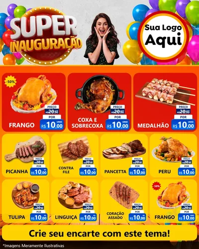 Modelo de Rede Social para Feed Instagram com o tema Super Inauguração para Assados