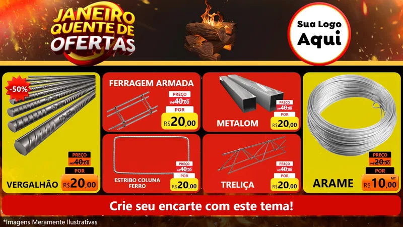 Modelo de TV para TV Horizontal com o tema Janeiro Quente de Ofertas para Ferragens