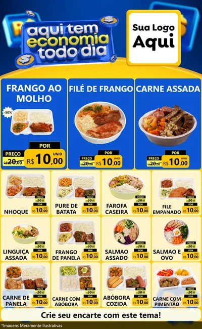 Modelo de Encarte para Encarte Grande com o tema Aqui Tem Economia Todo Dia para Restaurante
