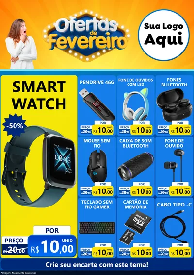 Modelo de Encarte para Encarte A4 Vertical com o tema Ofertas de Fevereiro para Informática
