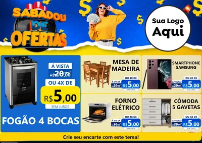 Modelo de Encarte para Encarte A4 Horizontal com o tema Sabadou de Ofertas para Móveis e Eletro