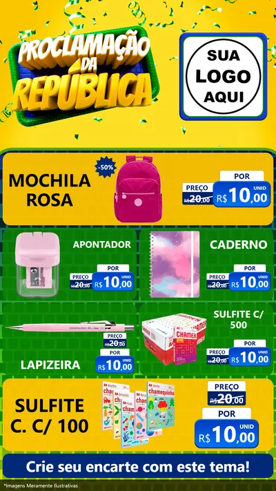 Modelo de TV para TV Vertical com o tema Proclamação da República para Papelaria