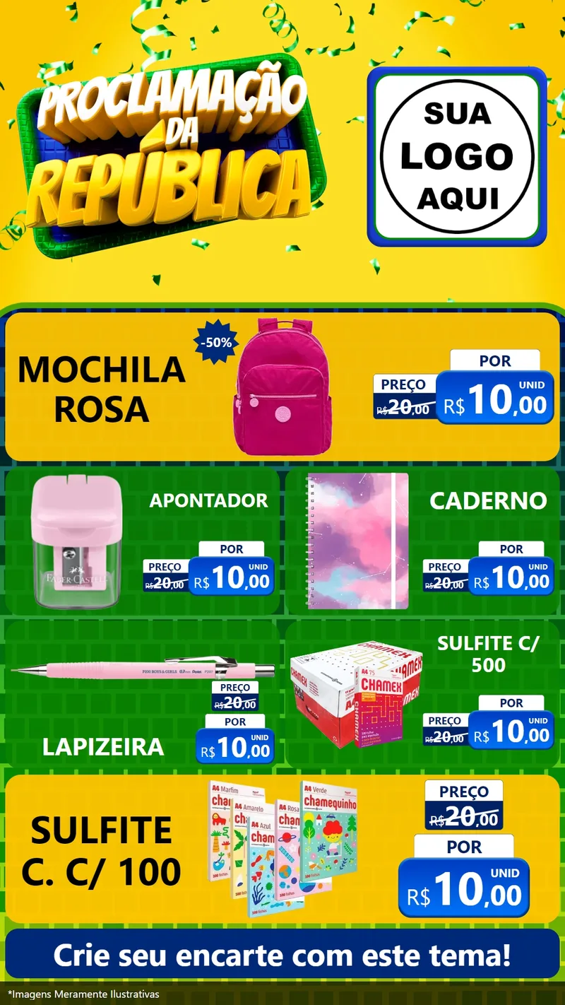 Modelo de TV para TV Vertical com o tema Proclamação da República para Papelaria