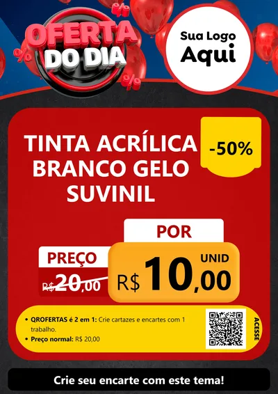 Modelo de Cartaz para Cartaz A4 Vertical com o tema Oferta do Dia para Tintas e Ferramentas