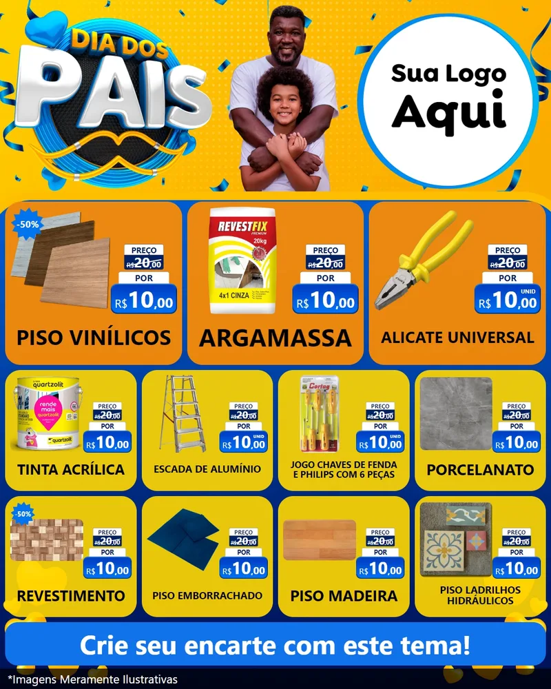 Modelo de Rede Social para Feed Instagram com o tema Dia dos Pais para Material para Construção