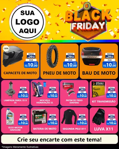 Modelo de Rede Social para Feed Instagram com o tema Black Friday para Moto peças