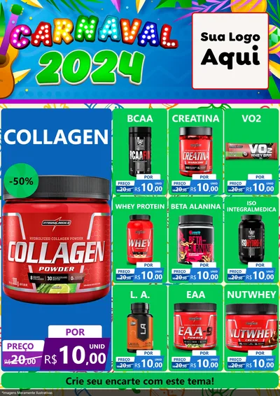 Modelo de Encarte para Encarte A4 Vertical com o tema Carnaval 2027 para Suplementos alimentares