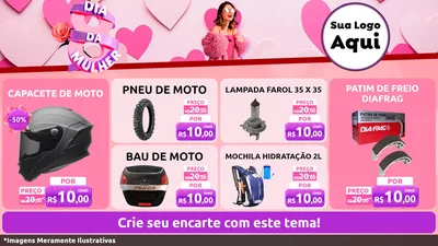 Modelo de TV para TV Horizontal com o tema Dia da Mulher para Moto peças