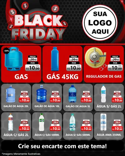 Modelo de Rede Social para Feed Instagram com o tema Black Friday para Água e gás