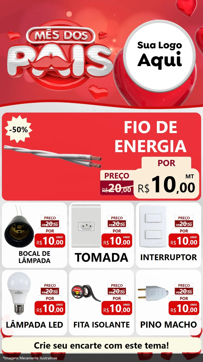 Modelo de Rede Social para Stories com o tema Mês dos Pais para Materiais Elétricos