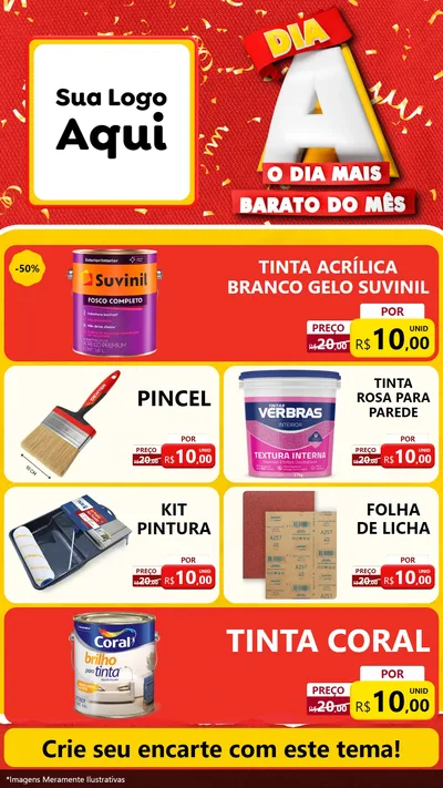 Modelo de TV para TV Vertical com o tema Dia A o Dia Mais Barato do Mês para Tintas e Ferramentas
