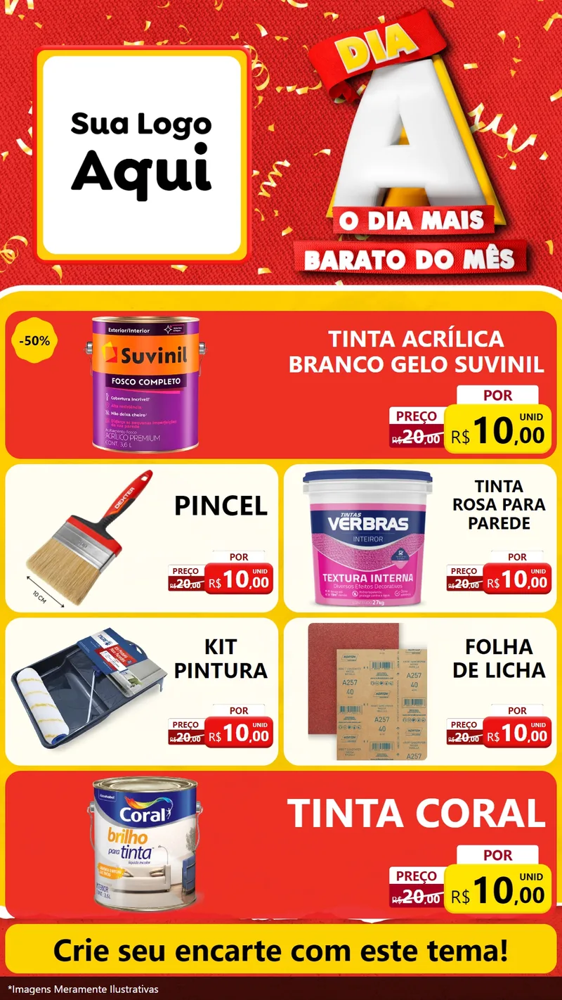 Modelo de TV para TV Vertical com o tema Dia A o Dia Mais Barato do Mês para Tintas e Ferramentas