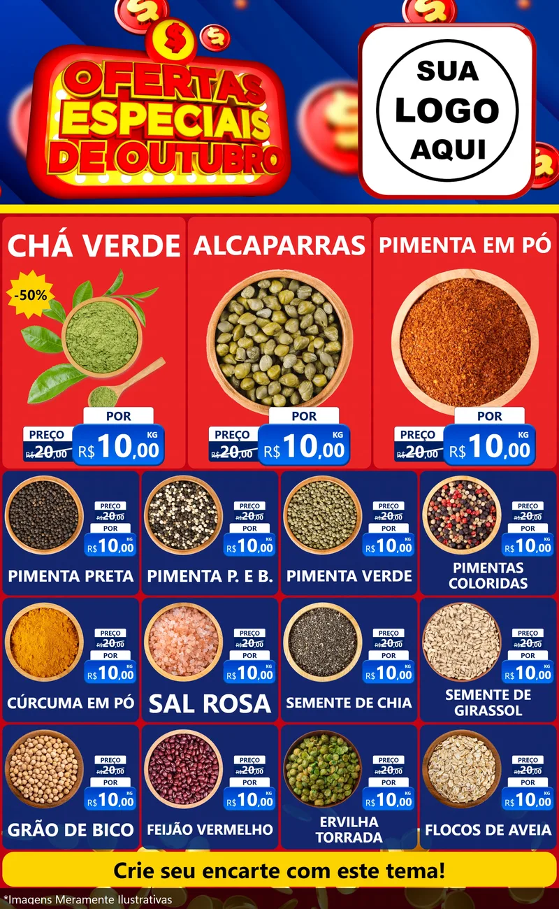 Modelo de Encarte para Encarte Grande com o tema Ofertas Especiais de Outubro para Produtos Naturais