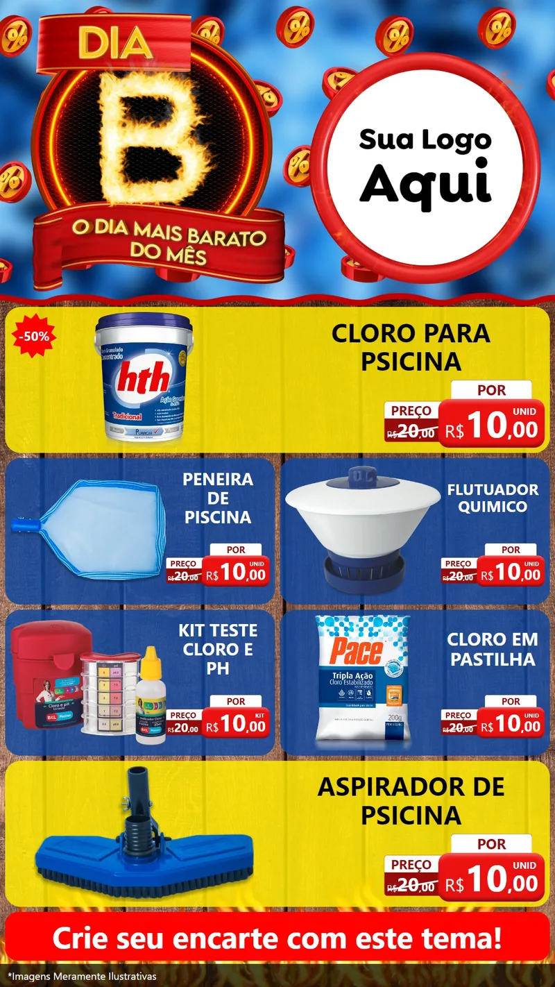 Modelo de TV para TV Vertical com o tema Dia B - O Dia Mais Barato Do Mês para Produtos para Piscina