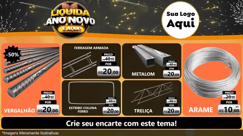 Modelo de TV para TV Horizontal com o tema Liquida Ano Novo É Aqui! para Ferragens