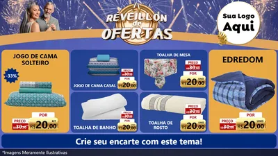 Modelo de TV para TV Horizontal com o tema Réveillon de Ofertas para Cama, Mesa e Banho