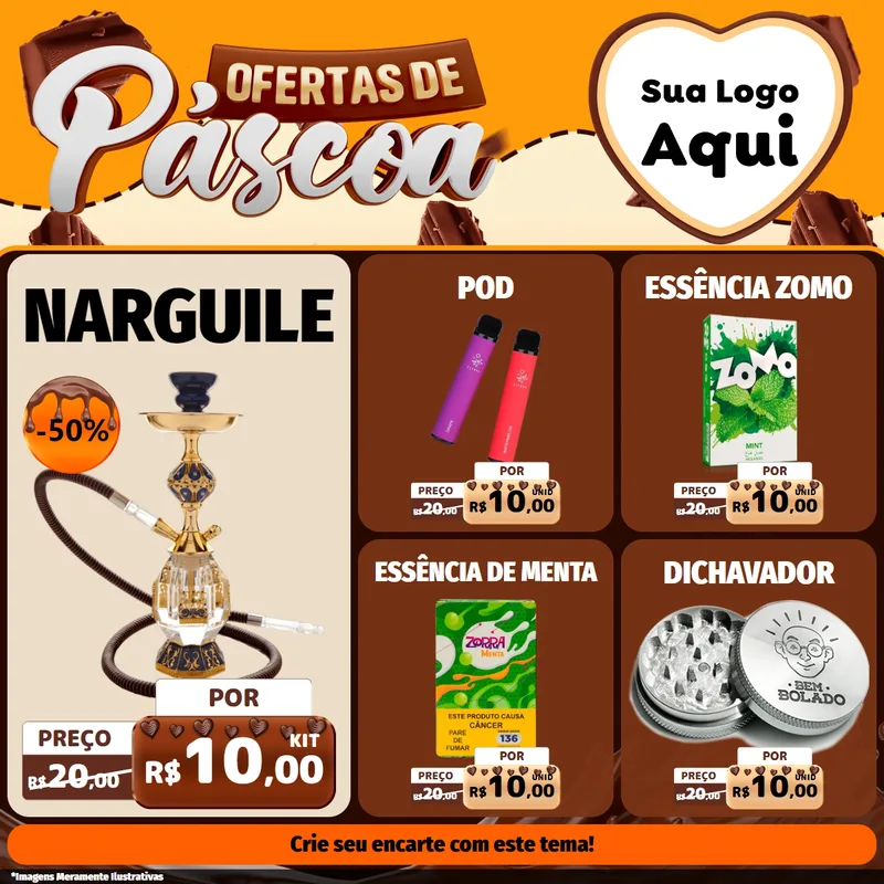 Modelo de Rede Social para Feed Facebook com o tema Ofertas de Páscoa para Tabacaria
