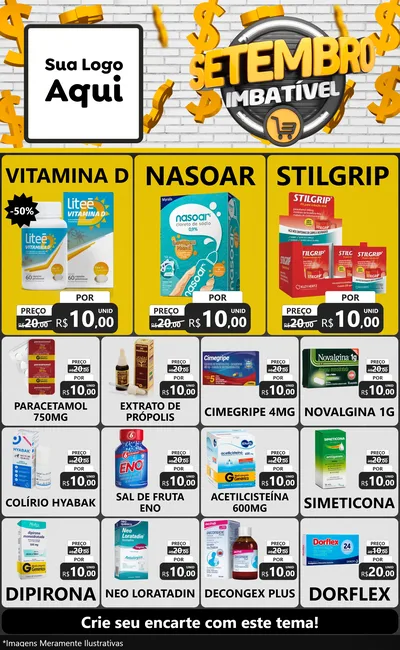 Modelo de Encarte para Encarte Grande com o tema Setembro Imbatível para Farmácia