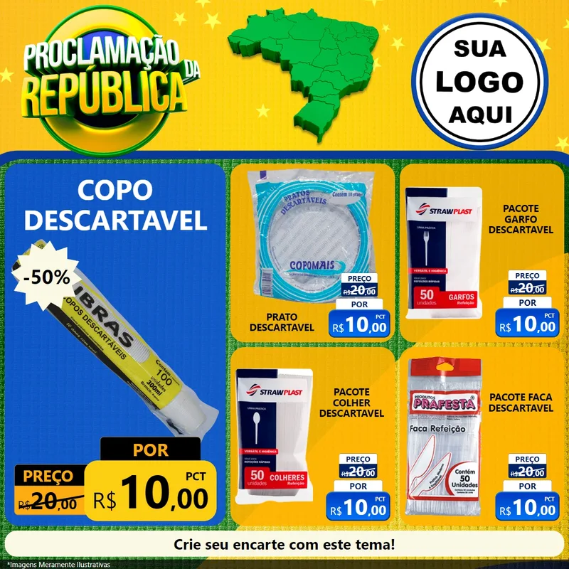 Modelo de Rede Social para Feed Facebook com o tema Proclamação da República para Embalagens