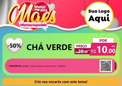 Modelo de Cartaz para Cartaz A4 Horizontal com o tema Show das Mães - Ofertas Especiais para Produtos Naturais