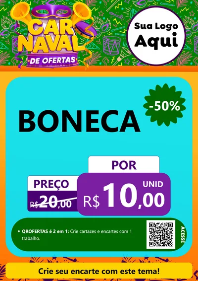 Modelo de Cartaz para Cartaz A4 Vertical com o tema Carnaval de Ofertas para Brinquedos