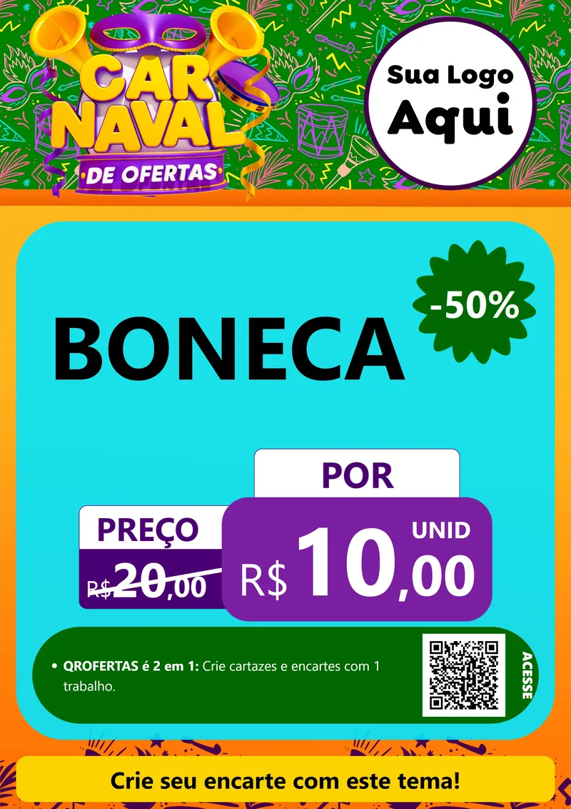 Modelo de Cartaz para Cartaz A4 Vertical com o tema Carnaval de Ofertas para Brinquedos