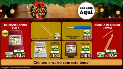 Modelo de TV para TV Horizontal com o tema Ofertas Natalina para Armarinho e Aviamentos