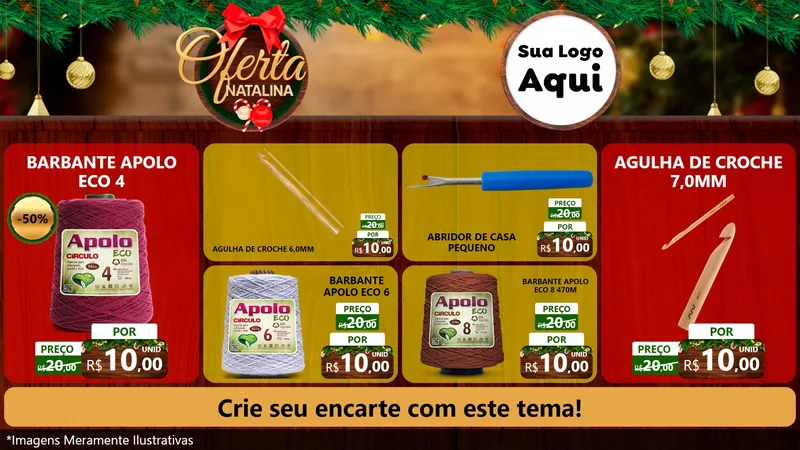 Modelo de TV para TV Horizontal com o tema Ofertas Natalina para Armarinho e Aviamentos