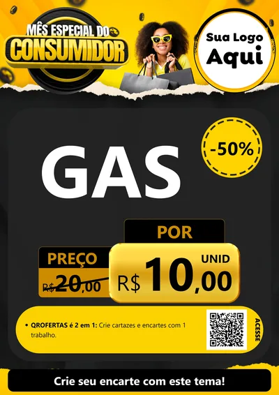 Modelo de Cartaz para Cartaz A4 Vertical com o tema Mês Especial do Consumidor para Água e gás
