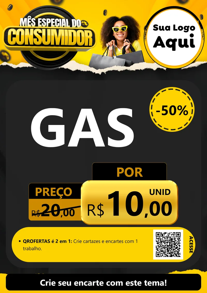 Modelo de Cartaz para Cartaz A4 Vertical com o tema Mês Especial do Consumidor para Água e gás