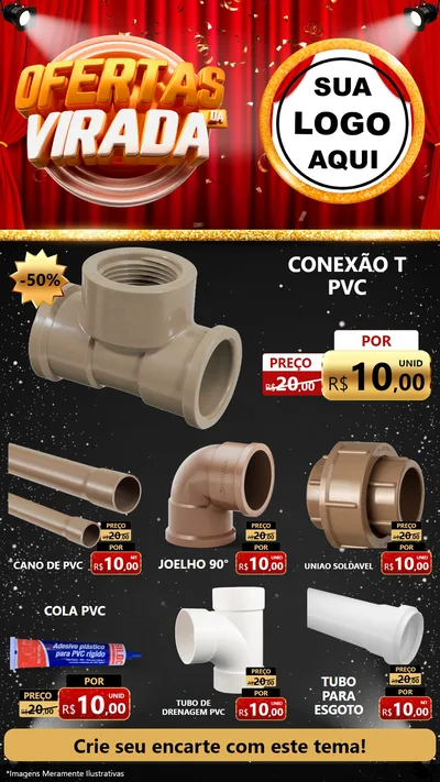 Modelo de Rede Social para Stories com o tema Ofertas da Virada para Tubos e conexões