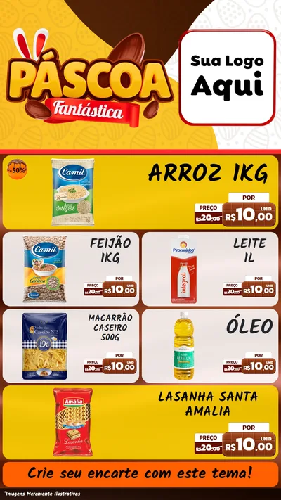 Modelo de TV para TV Vertical com o tema Páscoa Fantástica para Supermercado