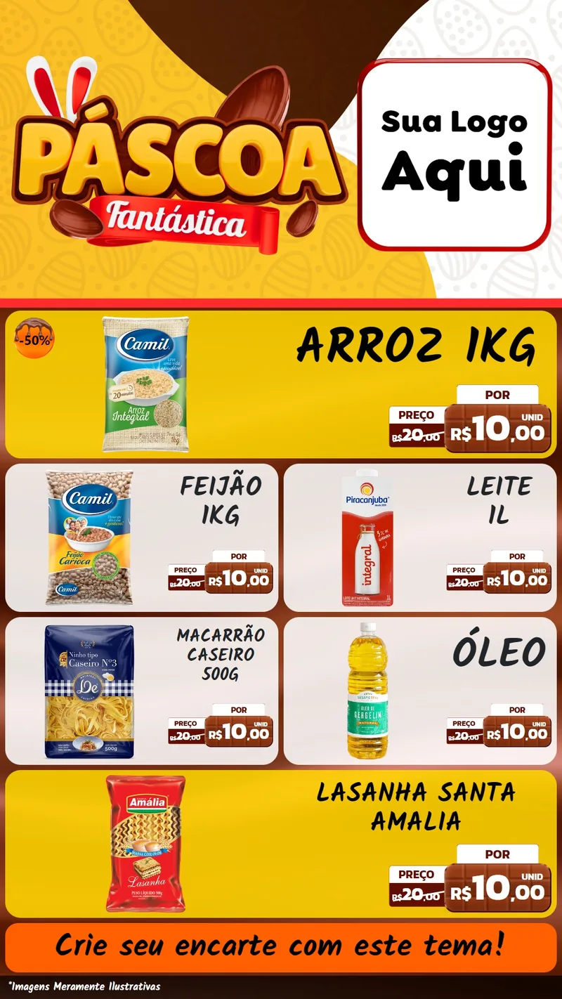 Modelo de TV para TV Vertical com o tema Páscoa Fantástica para Supermercado