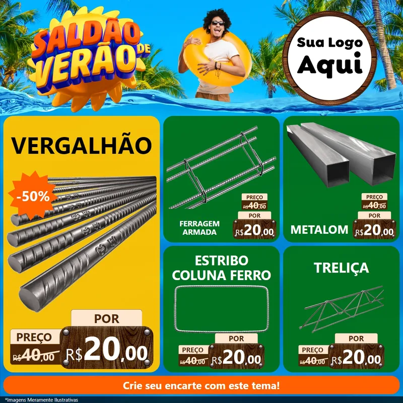 Modelo de Rede Social para Feed Facebook com o tema Saldão de Verão para Ferragens